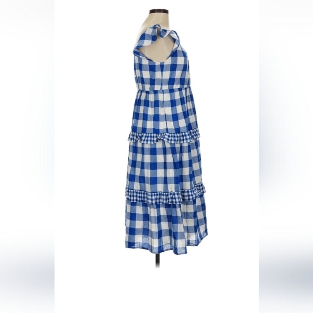 J.Crew Blue Gingham Tiered Midi Dress M $70 Retail - Picture 5 of 10